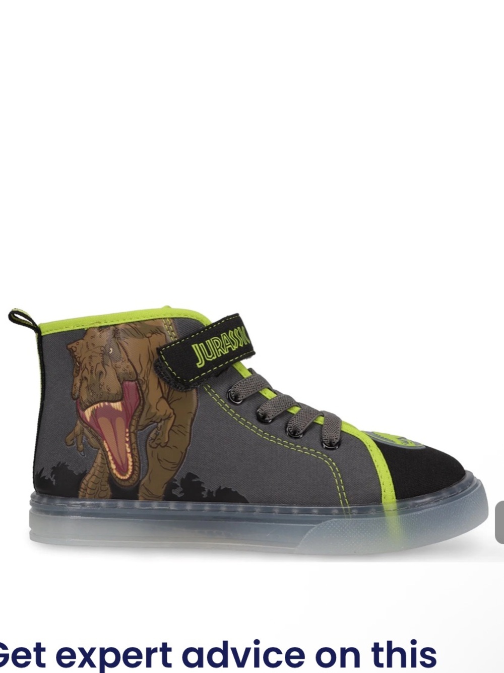 Jurassic Park Kids' High-Top Sneakers in Charcoal & Lime